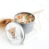 TAURUS zodiac candle with healing crystals