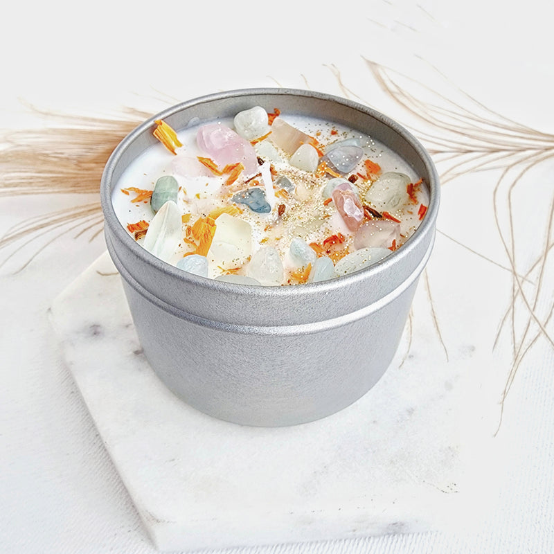 PISCES zodiac candle with healing crystals