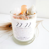 22:22 ANGEL NUMBER CANDLE with crystals & angel message for manifestation