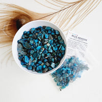 BLUE APATITE crystal chips 1oz - No hole, polished