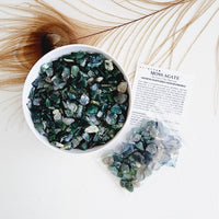 Green MOSS AGATE crystal chips 1oz - No hole, polished