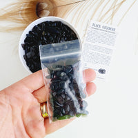 BLACK OBSIDIAN crystal chips 1oz - No hole, polished