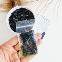 BLACK TOURMALINE crystal chips 1oz - No hole, polished