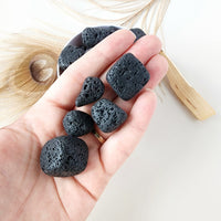Black LAVA STONE tumbled stone, volcanic rock for strength, courage, stability reiki healing root chakra meditation