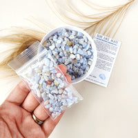 BLUE LACE AGATE crystal chips 1oz - No hole, polished