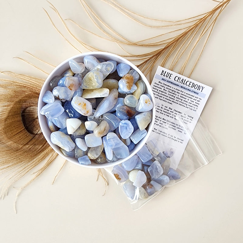 BLUE CHALCEDONY crystal chips 1oz - No hole, polished