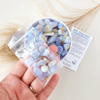 BLUE CHALCEDONY crystal chips 1oz - No hole, polished