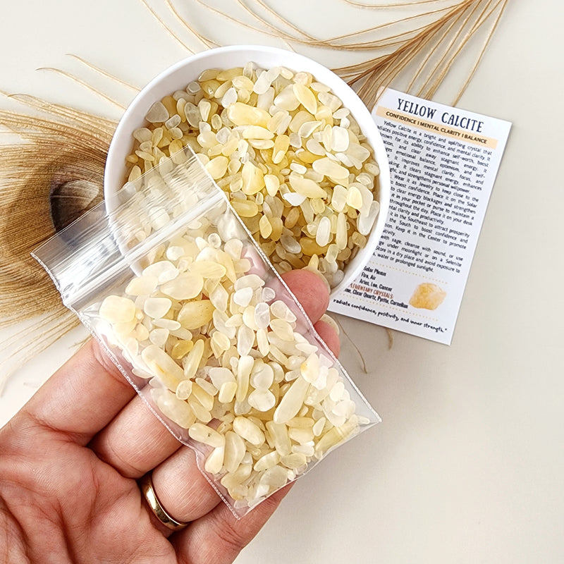 YELLOW CALCITE crystal chips 1oz - No hole, polished