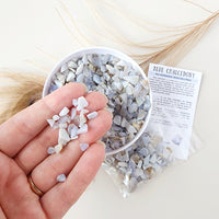 BLUE CHALCEDONY crystal chips 1oz - No hole, polished