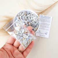 BLUE CHALCEDONY crystal chips 1oz - No hole, polished