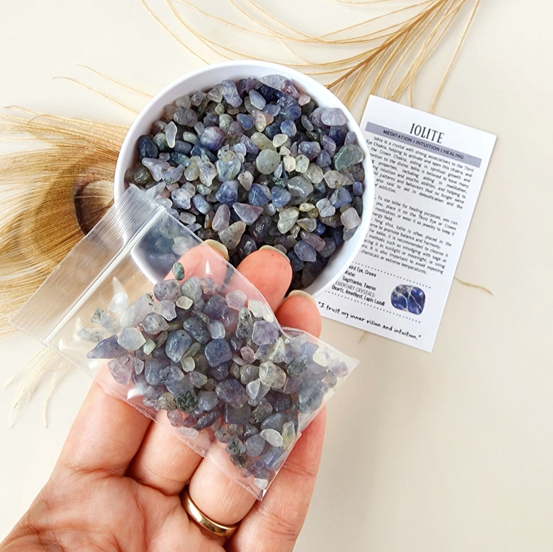 IOLITE crystal chips 1oz - No hole, polished