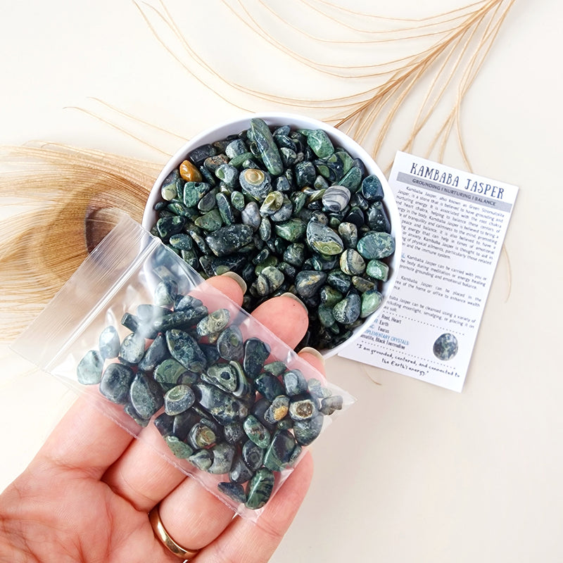 KAMBABA JASPER crystal chips 1oz - No hole, polished