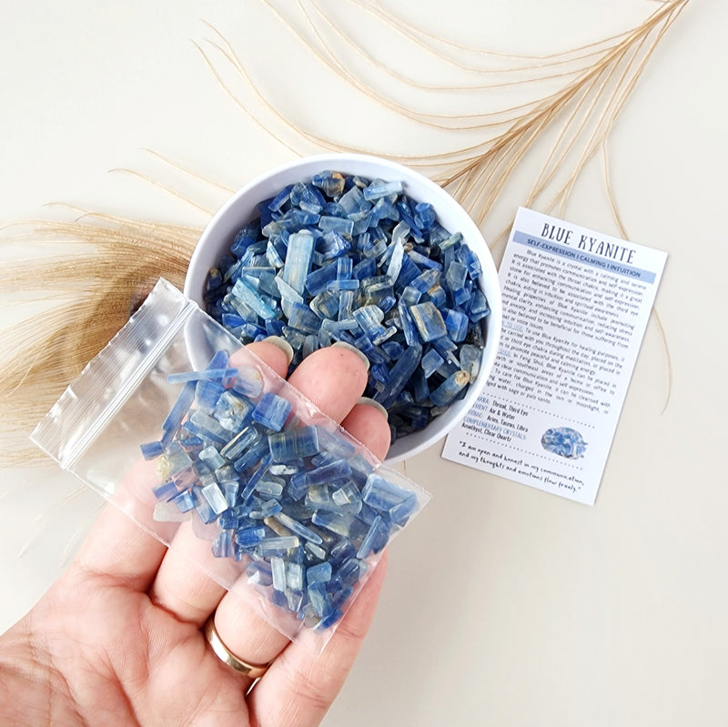 BLUE KYANITE crystal chips 1oz - No hole, polished