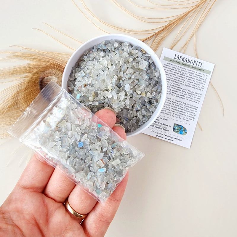 Light LABRADORITE crystal chips 1oz - No hole, polished