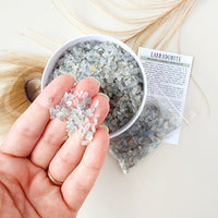 Light LABRADORITE crystal chips 1oz - No hole, polished