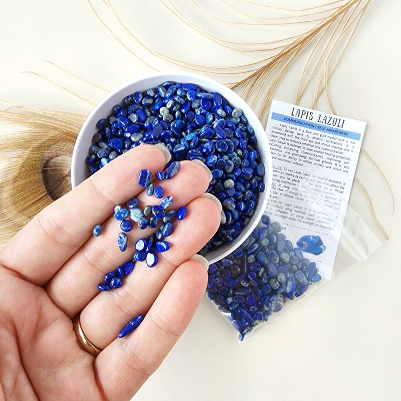 LAPIS LAZULI crystal chips 1oz - No hole, polished