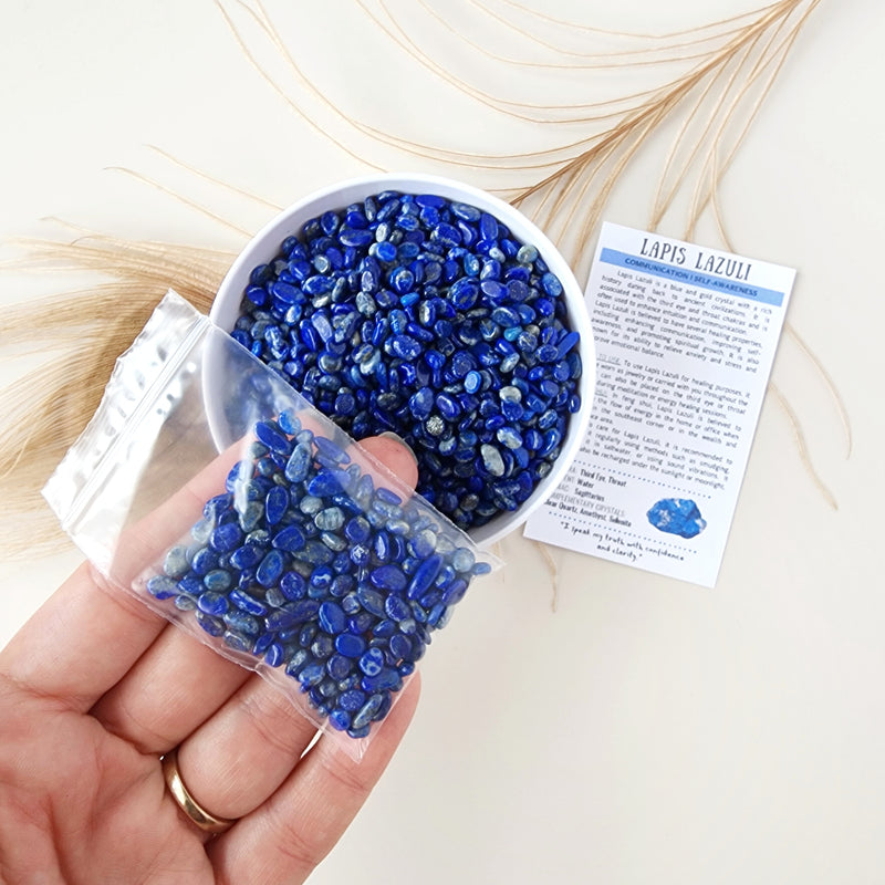 LAPIS LAZULI crystal chips 1oz - No hole, polished
