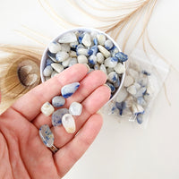 BLUE RUTILATED QUARTZ crystal chips 1oz - No hole