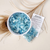 AQUAMARINE crystal chips 1oz - No hole, polished