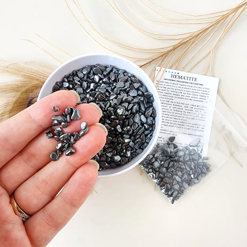HEMATITE crystal chips 1oz - No hole