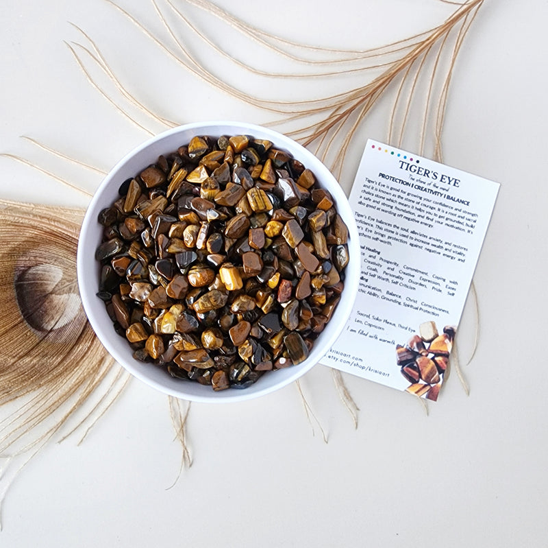 TIGER’S EYE crystal chips 1oz - No hole, polished