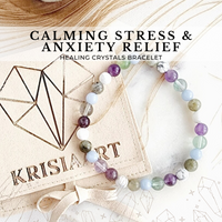 CALMING STRESS & ANXIETY RELIEF intention bracelet for mental health balance - Amethyst, Fluorite, White Howlite, Angelite, Labradorite / 6mm