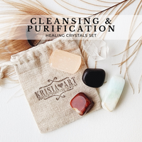 CLEANSING & PURIFICATION healing crystals set for removing negative energy, meditation and home protection