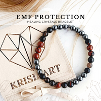 EMF PROTECTION intention bracelet electromagnetic frequencies protector - Smoky Quartz, Hematite, Black Tourmaline, Shungite, Mahogany Obsidian / 6mm