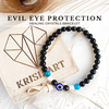 EVIL EYE intention bracelet for negative energy removal & protection from evil shield - Black Tourmaline, Apatite, Black Obsidian, Selenite / 6mm