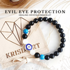 EVIL EYE intention bracelet for negative energy removal & protection from evil shield - Black Tourmaline, Apatite, Black Obsidian, Selenite / 8mm