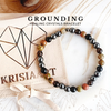 GROUNDING intention bracelet for balance & inner peace, connection to earth energy, stability, resilience, strength - Hematite, Black Tourmaline, Smoky Quartz, Unakite / 6mm