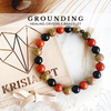 GROUNDING intention bracelet for balance & inner peace, connection to earth energy, stability, resilience, strength - Black Tourmaline, Red Jasper, Unakite / 8mm