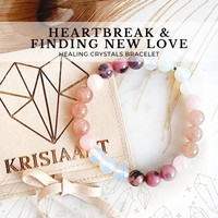 HEARTBREAK & FINDING NEW LOVE intention bracelet for balance, peace, emotional healing - Rhodonite, Strawberry Quartz, Rose Quartz, Opalite / 8mm