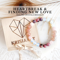 HEARTBREAK & FINDING NEW LOVE intention bracelet for balance, peace, emotional healing - Rhodonite, Strawberry Quartz, Rose Quartz, Opalite / 8mm