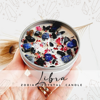 LIBRA zodiac candle with healing crystals