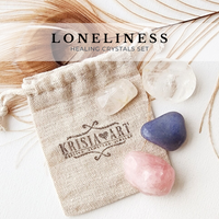 LONELINESS crystal set for comfort during hard times, recovery from breakup, nurturing & support