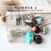 Life path NUMBER 4 healing crystals, Numerology crystal set to manifest stability, strength, prosperity