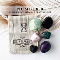 Life path NUMBER 8 healing crystals, Numerology crystal set to manifest clear communication and self-expression, and personal power