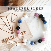 PEACEFUL SLEEP intention crystal bracelet for good & restful sleep aid relaxation - Dumortierite, White Howlite, Clear Quartz, Aquamarine, Lepidolite, Black Tourmaline, Rose Quartz, Labradorite / 8mm