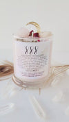 888 ANGEL NUMBER CANDLE with crystals & angel message