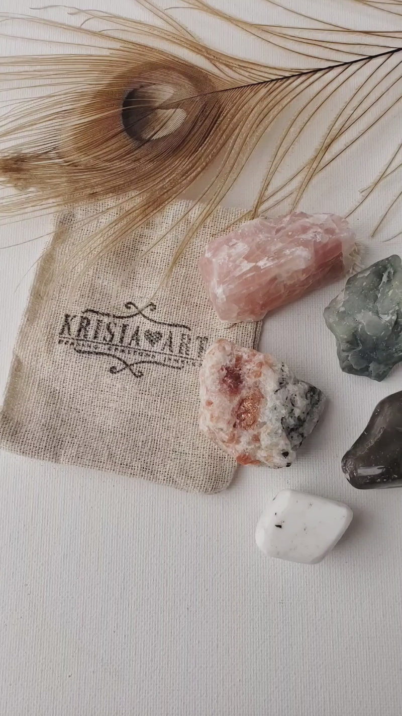 POSITIVE ENERGY healing crystals set for positive vibes, peace, blessing & protection