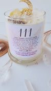 111 ANGEL NUMBER CANDLE with crystals & angel message