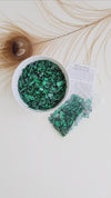 Green MALACHITE crystal chips 1oz - No hole, polished