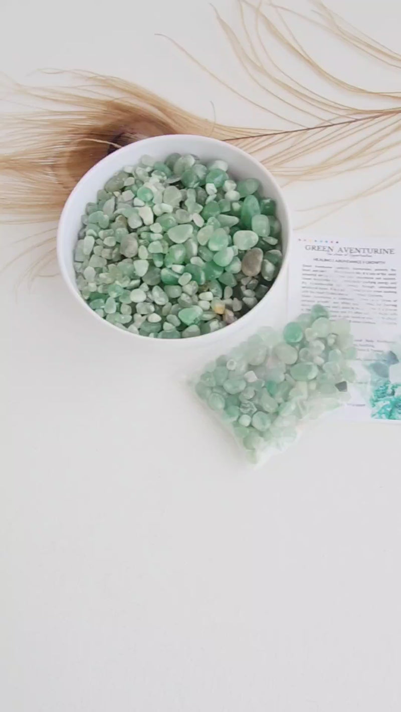 GREEN AVENTURINE crystal chips 1oz - No hole, polished