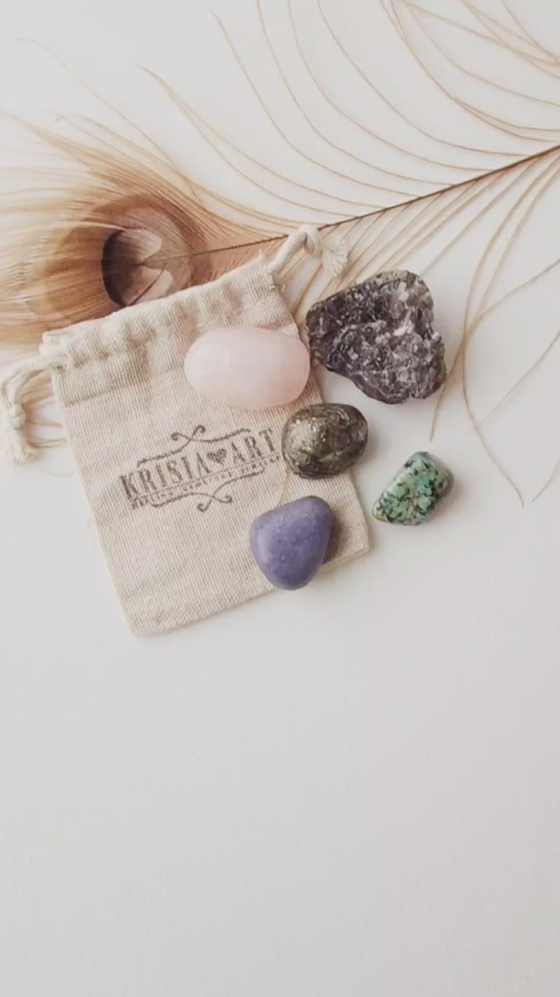 BULLYING SUPPORT crystals set for protection, comfort, calming stress & anxiety