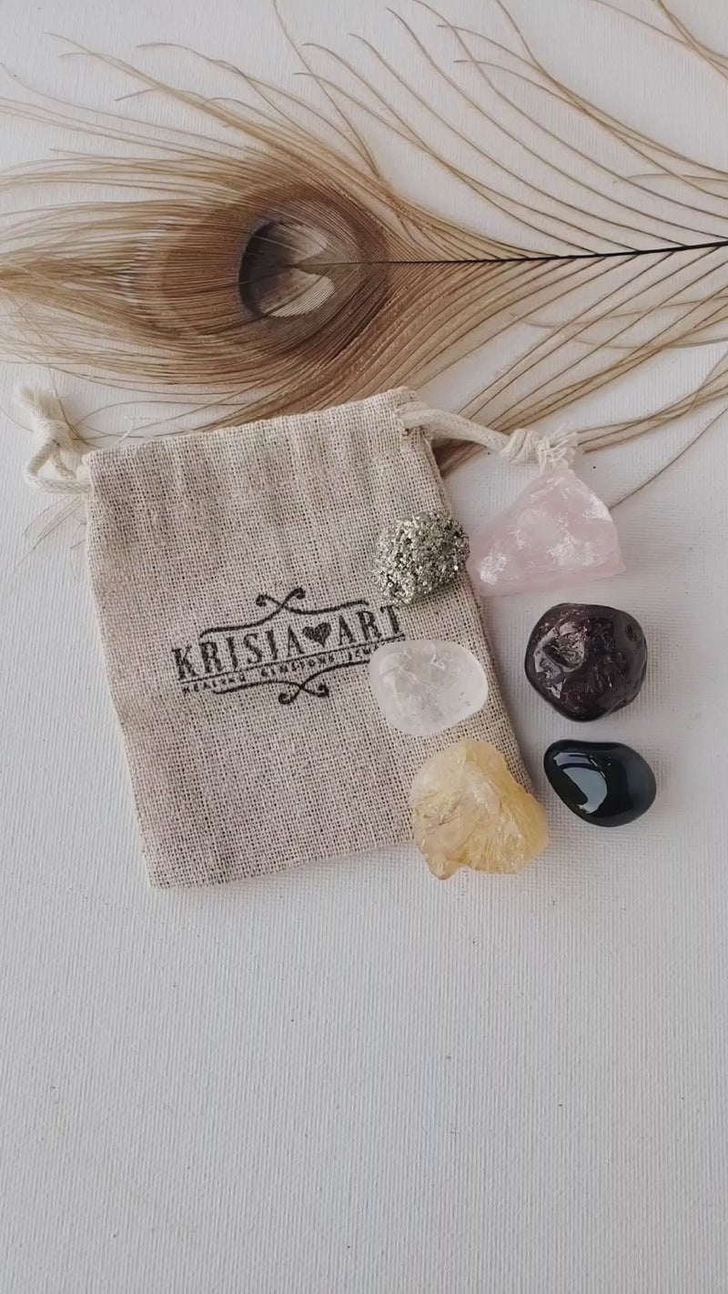 MANIFESTATION crystal set for attracting happiness, love, wealth, abundance