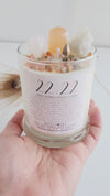 22:22 ANGEL NUMBER CANDLE with crystals & angel message for manifestation