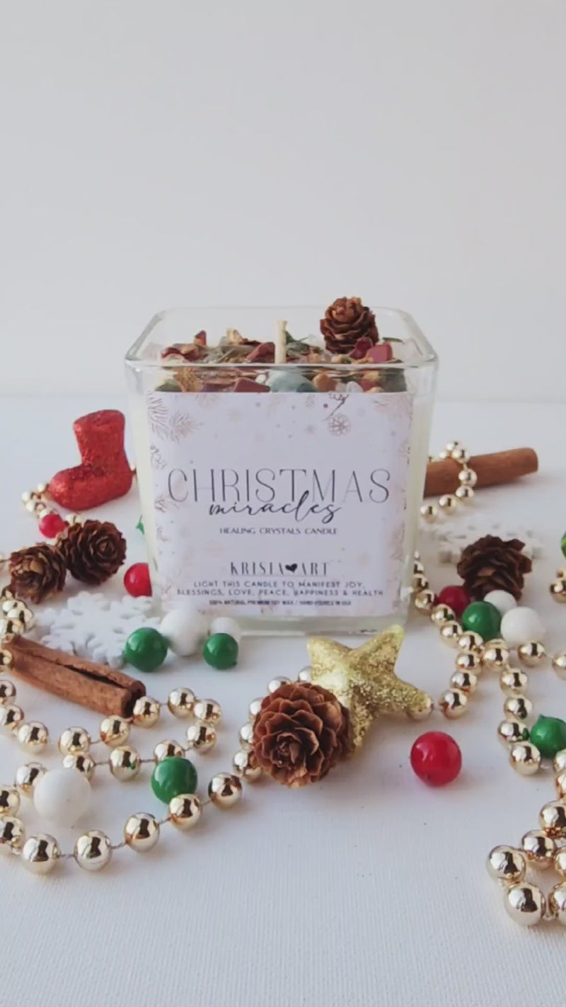 CHRISTMAS MIRACLES crystals spell candle for protection, blessing, and well-being