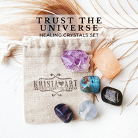 TRUST THE UNIVERSE crystal set for manifesting dreams, meditation, spirituality, attracting success, prosperity, good fortune, happiness