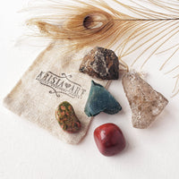 GROUNDING crystal set for balance & inner peace. Hematite, Red Jasper, Smoky Quartz, Bloodstone, Unakite 